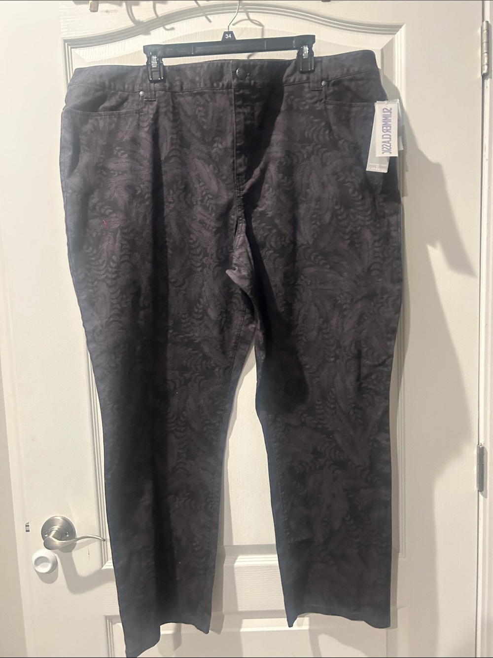 Catherines Black Paisley Straight Leg Pants